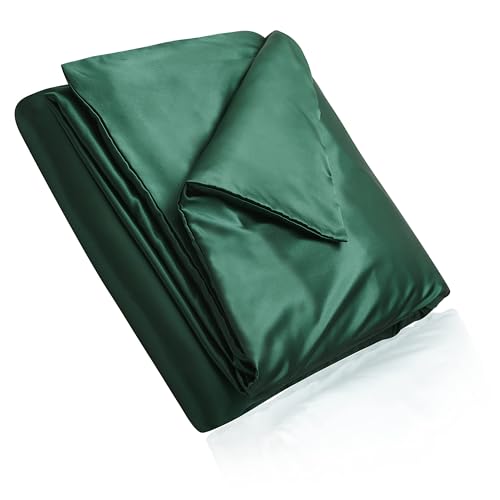 Homiest 60"x80" Duvet Cover for Weighted Blanket, Dark Green Satin, Silky & Removable Zippered Duvet Cover, Full/Queen Size, 1 Count Homiest
