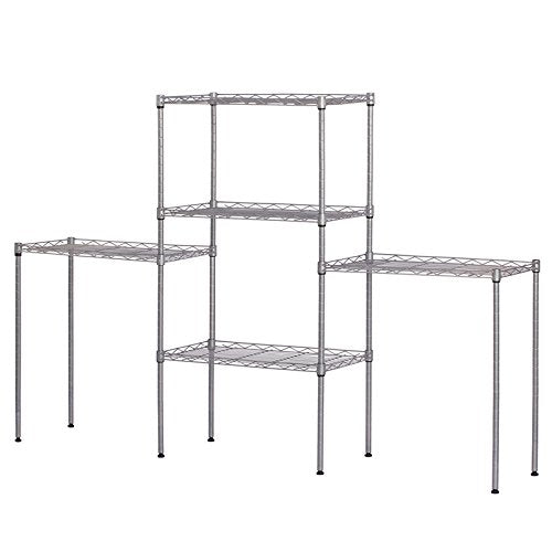 Karl home 5-Tier Adjustable Wire Unit Shelves, Height Metal Storage Shelves for Kitchen/Bathroom/Garage Organization, Stainless & Sturdy Frame,551lbs Capacity, 21.3”L x 11.4”W x 59”H, Chrome Karl home