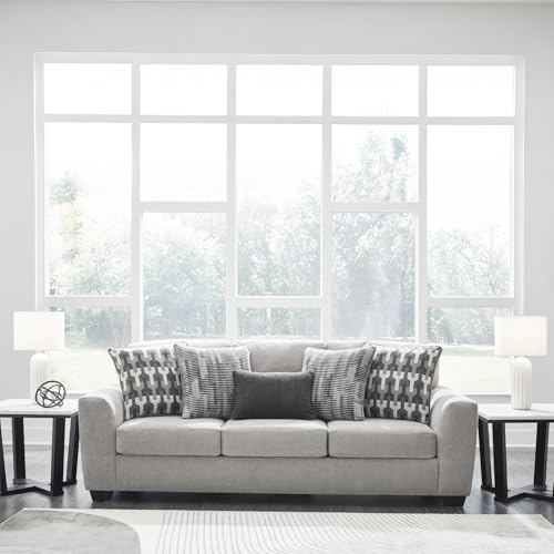 Signature Design by Ashley Avenal Park Casual Sofa with 5 Toss Pillows, Light Gray Signature Design by Ashley