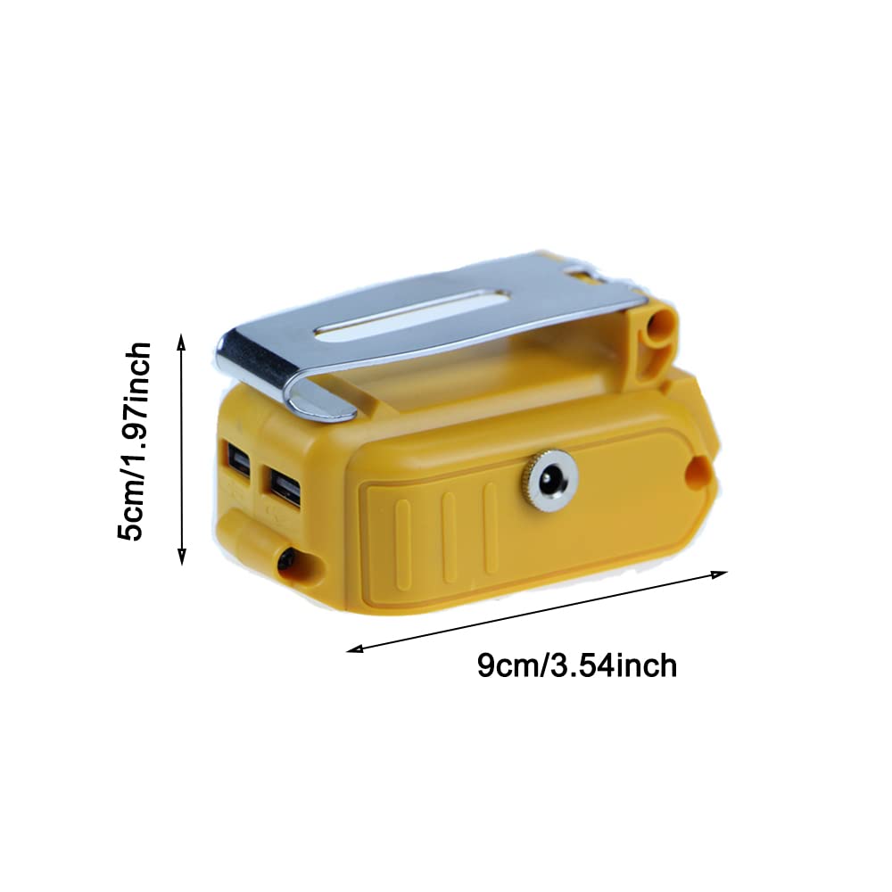 Battery Charger Adapter for DeWalt 18V 20V MAX Battery, with DC&USB Interfaces, Led Light,Suit for Drill, Audio, Router TopHomer