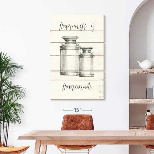 Elephant Stock - Life At Home I Shiplap Wall Art - Vertical Multi Panel Canvas - 3 Piece Living Room Wall Decor - Drawing Happiness Quotes Multi Piece Wall Art - Beige And Black Decor by Avery Tillmon - 28" x 45" ElephantStock
