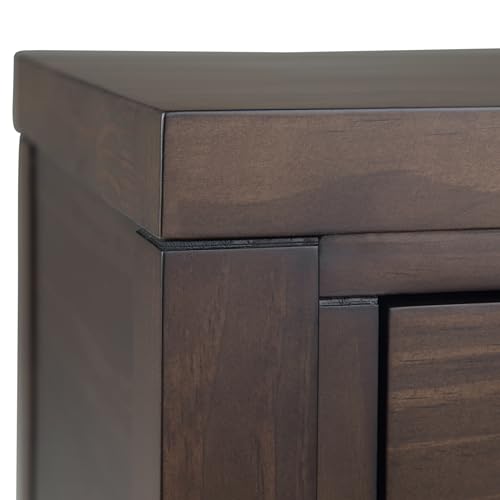 SIMPLIHOME Hollander Console Table - 60 Inch Wide Solid Wood Sofa Table in Warm Walnut Brown, Contemporary Storage Table for Entryway or Living Room with 3 Drawers and Sleek Metal Hardware SIMPLIHOME