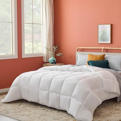 Linenspa White Down Alternative Comforter and Duvet Insert, for Twin XL Size Bed – All-Season Comforter with Box Stitch and 8 Duvet Loops – Bedding for Kids, Teens, and Adults Linenspa