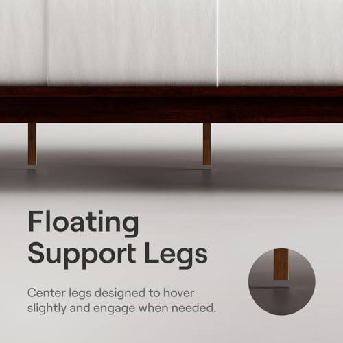 Nectar Bamboo Platform Bed Frame - Full - Walnut - Floating Center Support Legs - 12” Height - Easy Tool Free Set Up - Contemporary and Durable - Sturdy Wooden Support Slats - Holds Up to 800 Pounds Nectar