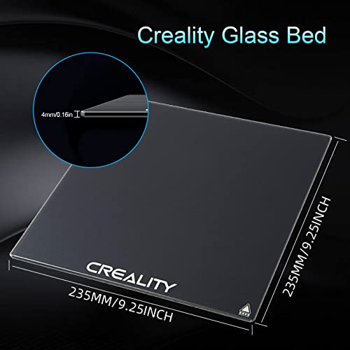 Mefine Creality Ender 3 Glass Bed Upgraded 3D Printer Tempered Glass Plate Build Surface for Ender 3/Ender 3 Pro/Ender 3 V2/Ender 5/Ender 5 Pro/Ender 3 S1, 235x235x4mm Mefine