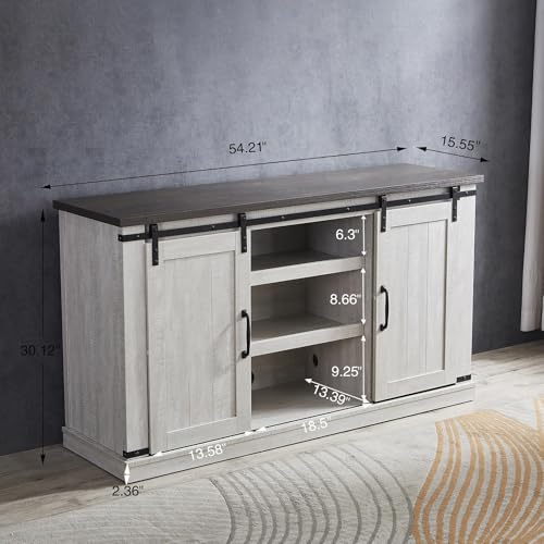 FAVSH Farmhouse TV Stand for 65 inch Television Stand, Entertainment Center with Storage Cabinet and Sliding Barn Doors & Adjustable Shelves, Rustic Media Console Table for Living Room FAVSH