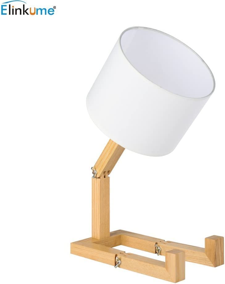 ELINKUME Cute Desk Lamp,Unique Table Lamps,Wood Bedside Table Lamp Fun Funky Person Lamp Wooden Robot Cute Lamps for Bedrooms ELINKUME