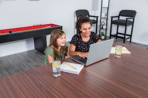 Hathaway Newport 7-ft Pool Table Tennis Combination with Dining Top, Two STO Newport II 7-ft Pool Table Combo Set with Benches - White with Camel Feltrage Benches with Accessories - Walnut Hathaway