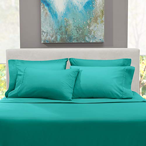 Hearth & Harbor Extra Deep Pocket Queen Sheets Sets - Fits Mattress 18-24 Inches Deep - Extra Deep Pocket Sheets - 6 Piece Queen Size - Teal Hearth & Harbor