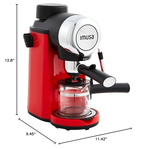 Imusa 4 Cup Epic Electric Espresso/Cappuccino Maker (Cafe Cubano, Cortadito, Colada, Cafe con Leche), Red IMUSA USA