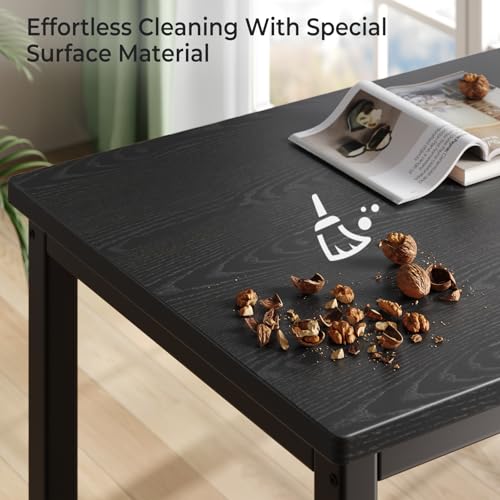 Tatub Dining Table Set for 4, 3-Piece Kitchen Table with 2 Benches, Space-Saving Dining Room Set for Breakfast Nook and Small Spaces, Black Tatub