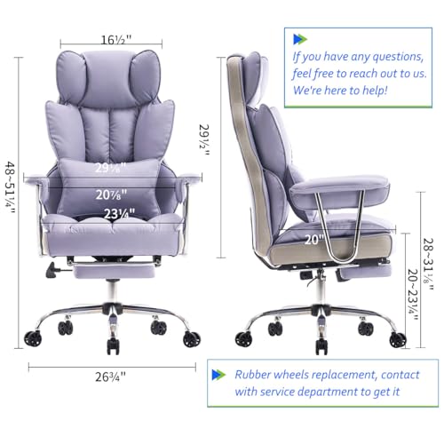 Efomao Big and Tall Office Chair 440LBS, Purple Heavy Duty Executive Chair with Footrest, Ergonomic Desk Chair for Home Office, Wide Computer Chair Efomao