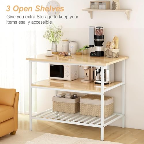 AWQM 3-Piece Beige Bar Table Set with Storage & Stools for Small Spaces AWQM