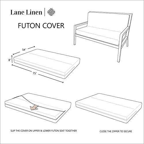LANE LINEN Futon Covers Full Size, 100% Cotton Slipcovers, Full Size Mattress Cover for Futon Sofa Bed, Foldable Armless Sofa Cover, Zippered Couch Cover - Bluestone LANE LINEN