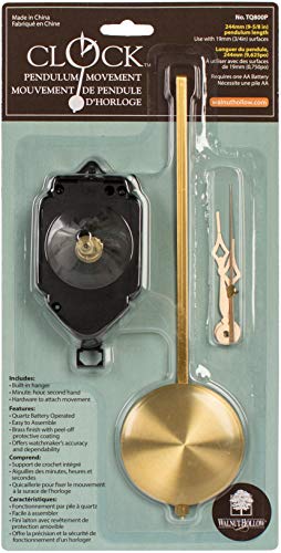 Walnut Hollow Pendulum Clock Movement for 3/4-inch Surfaces, Large , Gold Walnut Hollow