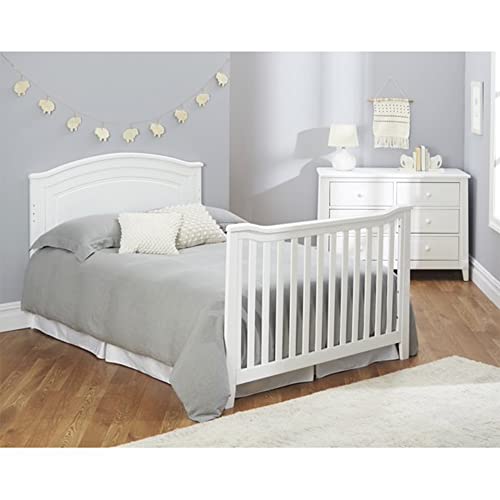Sorelle Furniture Berkley Round Top Crib, Classic 4-in-1 Convertible Crib, Made of Wood, Non-Toxic Finish, Wooden Baby Bed, Toddler Bed, Child’s Daybed and Full-Size Bed, Nursery Furniture-White SORELLE FURNITURE