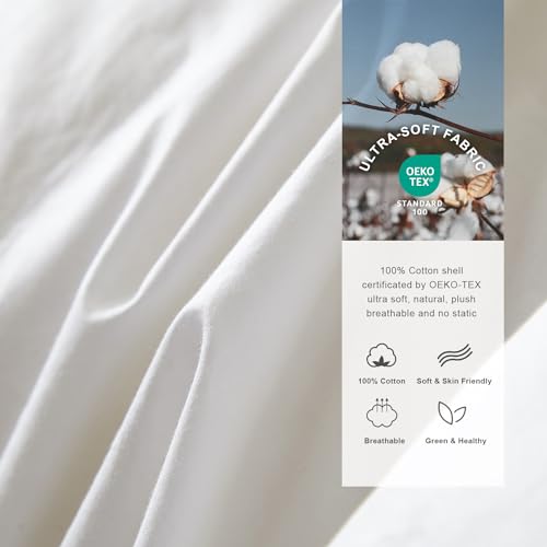 Royoliving Premium Feathers Down Duvet Insert Comforter Twin Size All Season Medium Warmth White 100% Cotton Cover with Corner Tabs (68x90, 35 oz) Royoliving