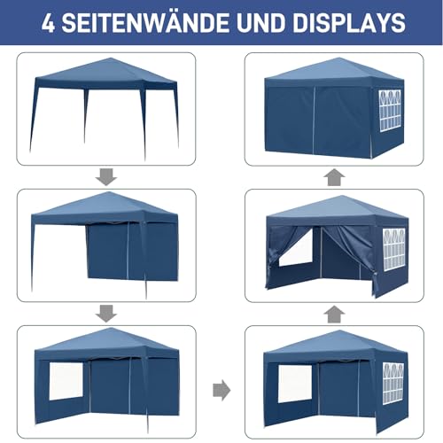 Outvita 10x10ft Ez Pop Up Canopy, Portable Instant Canopy Tent with 4 SideWalls for Outdoor Events, Party, Wedding, Birthday,Graduation Outvita