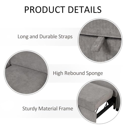 EBELLO Convertible Sleeper Sofa 3 in 1, Chenille Modern L-Shaped Couches for Living Room, Pull Out Sectional Futon Sofa Bed with Storage Space, USB Ports and Cup Holders for Bedroom, Grey EBELLO