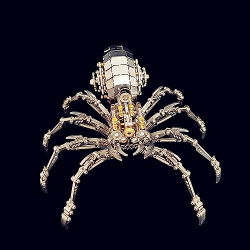KonHaovF Spider 3D Metal Puzzles for Adults with Light, DIY 3D Metal Model Kits to Build for Adults with Tool, Desktop Model Kits Building Toys for Teens