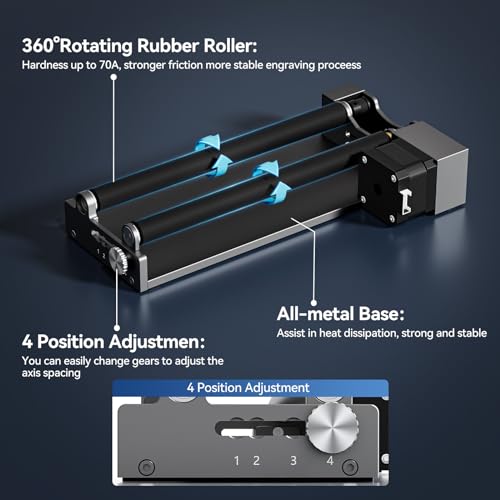 Woxcker ARot5 Rotary Roller, Y-axis Rotary Roller 360° Rotation Perfect for Engraving Cylindrical Objects, Cups, Bottles, Pens, Adjustable 6-100mm, Only Compatible with Woxcker Engraver (L8 L2 JL7) Woxcker