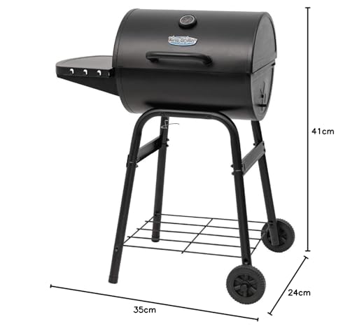Char-Griller® King-Griller Gambler Charcoal Grill and Smoker with Damper Smoke Control, Cast Iron Grates, and Side Shelf, 315 Cooking Square Inches in Black, Model E1416 Char-Griller
