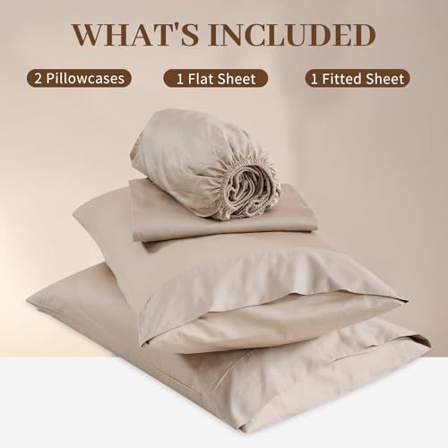 Bedlifes Deep Pocket Sheets 18-24 Inch, Queen Size Egyptian Cotton 1000 Thread Count, 4-Piece - Fits Extra Thick Mattresses, Cooling & Breathable (Linen) Bedlifes