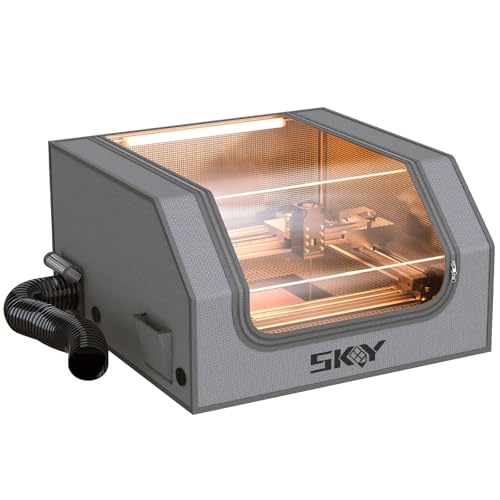Skouphy Updated Integrated Laser Engraver Enclosure with LED Light, Ventilation Kit, Cover Tent Fits for Most Laser Cutter, Insulates Against Smoke, Odor and Eye Protection, 720x720x400mm Cregrant3D