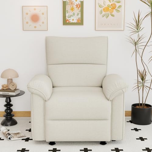 QicoFelix Wall Hugger Recliners for Small Spaces, Zero Wall Power Recliner on Clearance, Fabric RV Recliner, Home Theater Seating for Living Room w/USB Ports (Beige)
