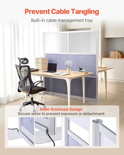 VEVOR Office Divider Privacy Partition, 1-Pack, 70" x 70" Modular Wall Room Divider, PET Workstation Cubicle Partition with Frosted Windows, Freestanding Privacy Panel Wall for Office Library VEVOR