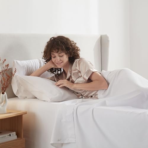 Nestl King Sheet Set - Luxury 1800 Ultra-Soft Microfiber King Bed Sheets - Double Brushed - Deep Pockets - Easy Fit - 4 Piece Set - Bedding Sheets & Pillowcases (King, White)