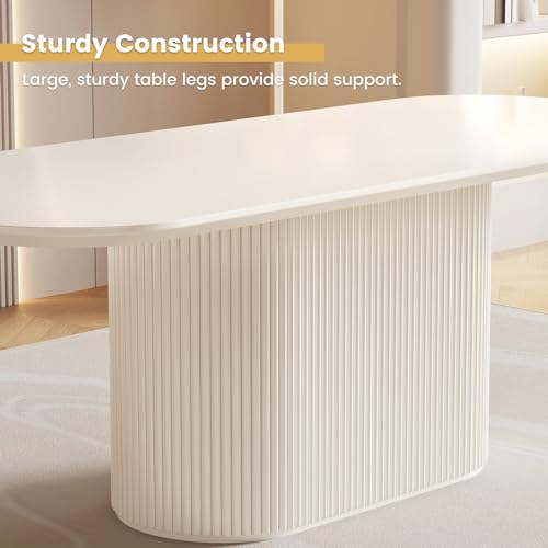 Guyii 86.61'' Large Dining Table Set for 8 Modern Oval Dining Table with Chairs 8 Seats Kichen Table Set White Dining Set for Dining Room Breakfast Nook Restaurant Guyii
