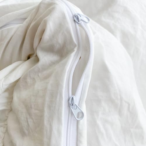 Shabby Chic 3 Pieces Bedding,Vintage Ruffled Full Duvet Cover Set with 2 Layers Ruffles,Soft Brushed Microfiber Set with Zipper Closure,Lightweight Duvet Cover Set-White,Full SOUKECHY
