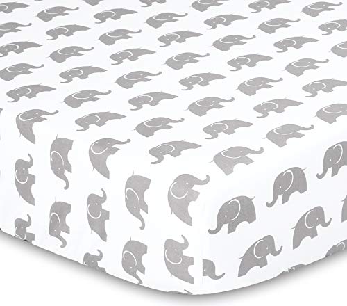 The Peanutshell 3 Piece Baby Crib Bedding Set for Boys & Girls - Newborn, Infant & Toddler Nursery Bed Set Decor with Fitted Crib Sheet, Dust Ruffle Comforter - Elephant Walk The Peanutshell