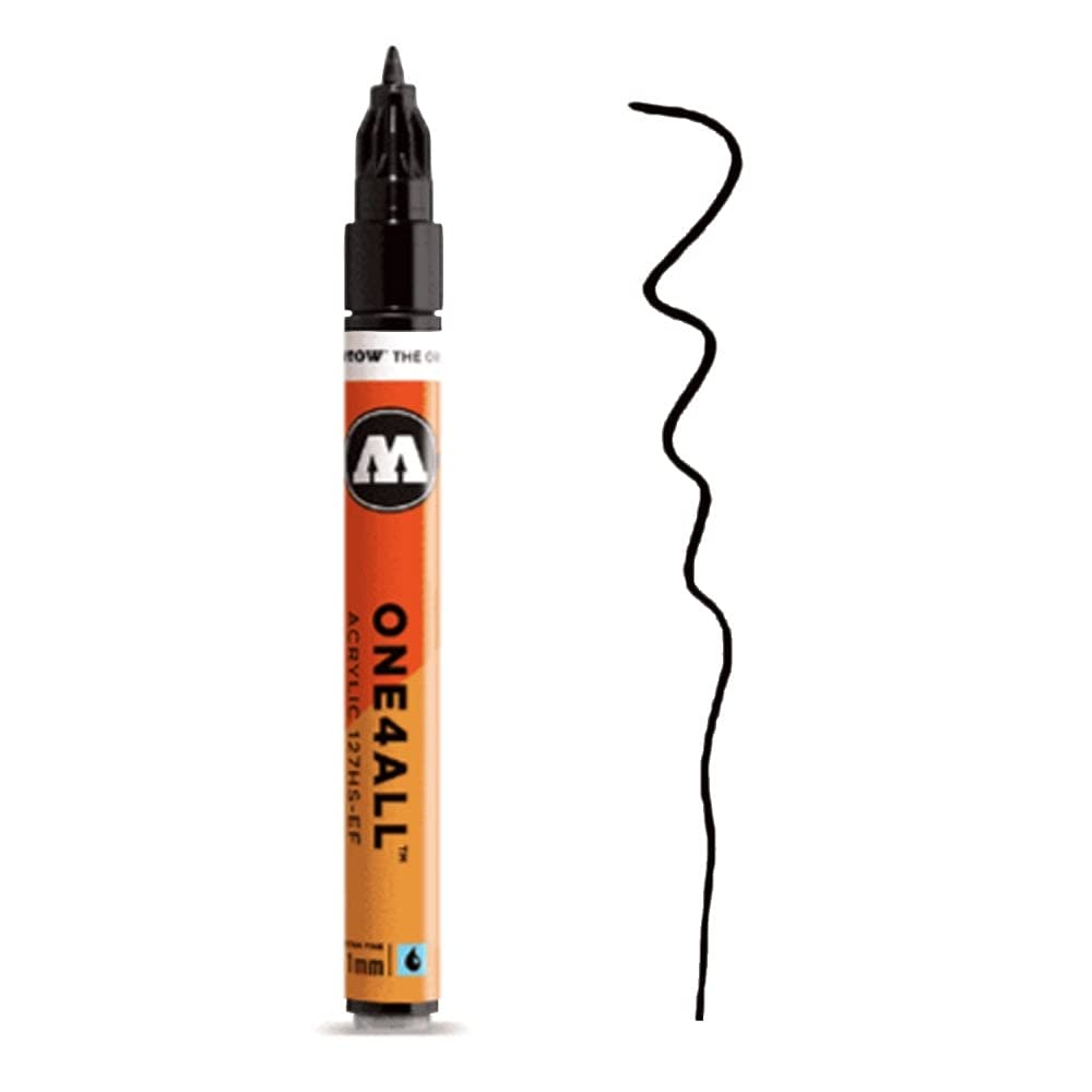 MOLOTOW ONE4ALL Acrylic Paint Marker, 1mm Extra Fine, Signal Black, 1 Each (127.101) MOLOTOW
