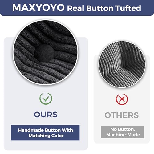 MAXYOYO 8" Futon Mattress, Ultra Thick Futons Sofa Couch Bed, Tufted Full Size Sleeper Sofa Bed for Adults, Shredded Foam Filling (Frame Not Included), Dark Grey MAXYOYO