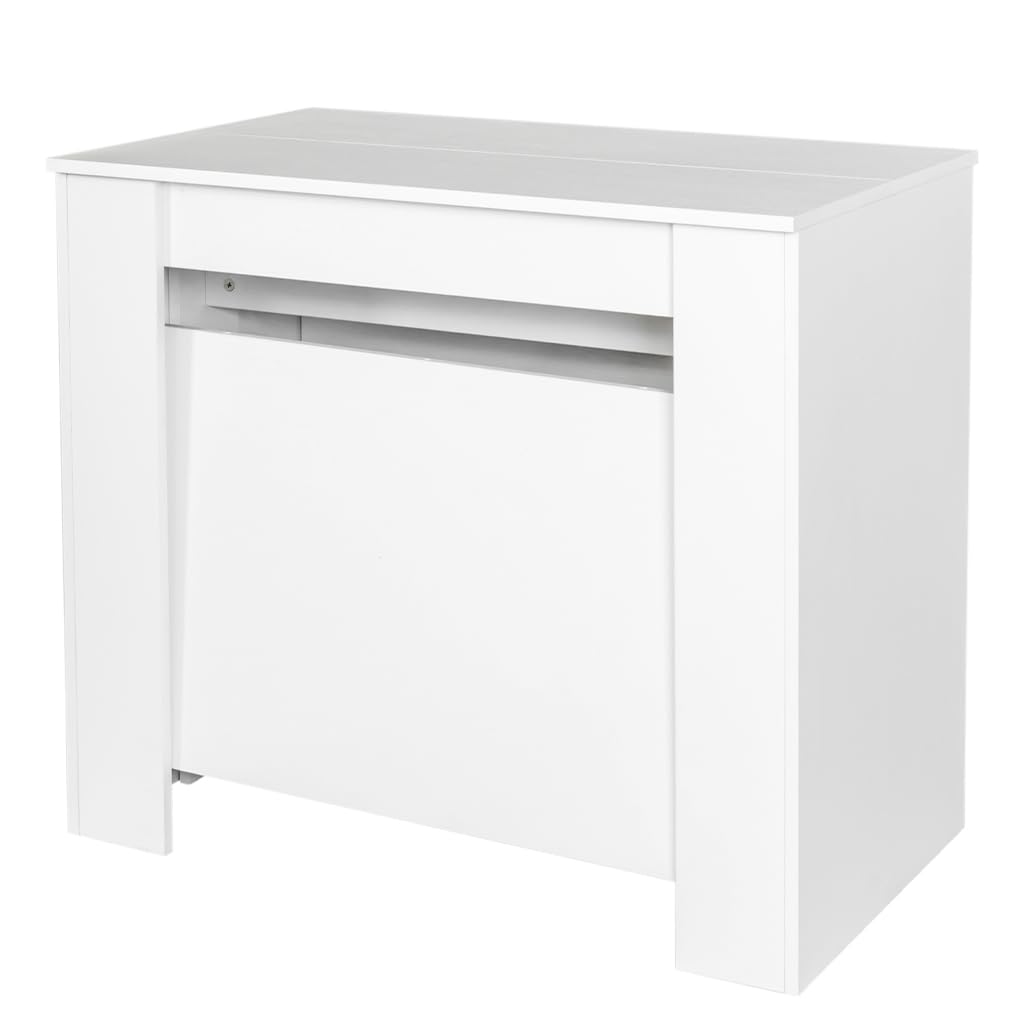 CWKISS Extendable Console Table with Extension Leaves Holder, Mid Century Modern Expandable Dining Table 20" to 118" Transformer Table for Living Room, Farmhouse & Space-Saving Furniture (White) CWKISS
