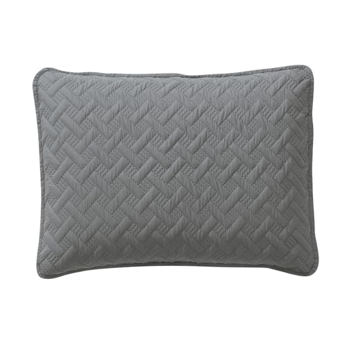 VCNY Home Twin Bed Quilt – 2-Piece Twin Comforter Alternative, Basketweave Bedspread Coverlet with Sham, All Season Bed Set (Nina, Grey Bedding) VCNY Home