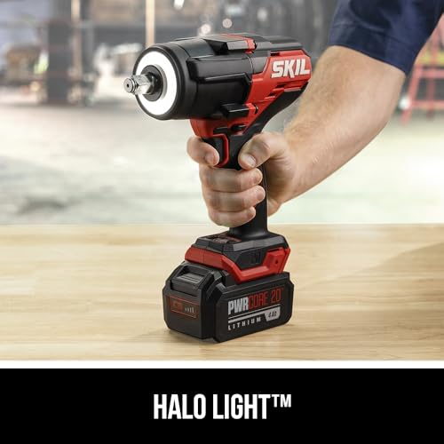SKIL PWR CORE 20™ Brushless 20V 1/2 In. Mid-Torque Impact Wrench Kit Including 4.0 Ah Battery and Auto PWRJump™ Charger- IW5761B-10 Skil