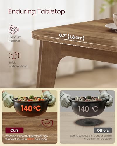 VASAGLE MAEZO Collection - Extendable Dining Table for 4/6/8, Kitchen Table with Tapered Legs, Curved Transitions, for Dining Room, Kitchen, Home Office, Honey Brown UKDT090K01V1 VASAGLE