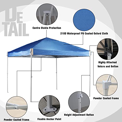 Aoodor 12x12 Ft Pop Up Canopy Tent with Netting, Water-Resistant 210D Oxford Fabric Shade, Easy Assembly Commercial Gazebo with Wheeled Carry Bag & 4 Sand Bags for Camping, Party, Blue Aoodor