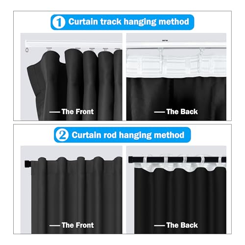 MaKefeile Room Divider Curtains Total Blackout Privacy Curtain Panel Room Thermal Insulated Noise Reduction Curtains for Bedroom Window Living Room Ceiling Track Curtain W 8.3 ft × H 7 ft Black MaKefeile