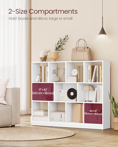 VASAGLE Custos Collection - Bookshelf, 3-Tier Bookcase, Book Shelf, Open Storage Shelf, 9.4 x 49.6 x 39.4 Inches, for Living Room, Home Office, Dining Room, Cloud White ULBC454W01 VASAGLE