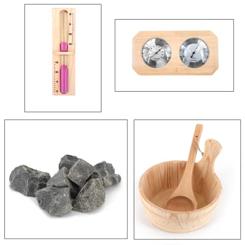 ALEKO Sauna Cottage with Asphalt Roof and Accessories | Canadian Hemlock Wood | Wet Steam Room | Outdoor | 8 Person | Upgraded Premium European 8 kW Harvia KIP Electric Heater | SKD8HEM ALEKO