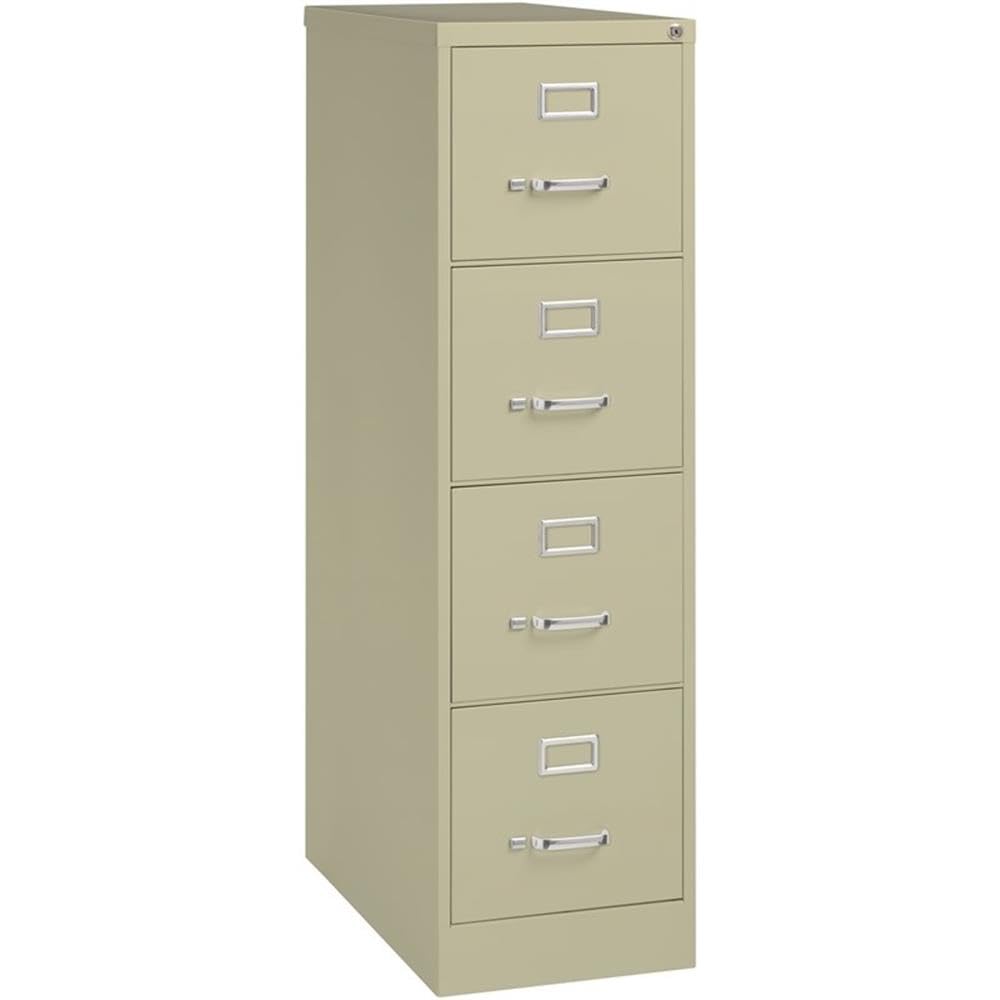 Pemberly Row 4 Drawers 52" Vertical Beige Metal Filing Cabinet Lockable Pre-Assembled Stationary Letter Size for Home, Office Pemberly Row