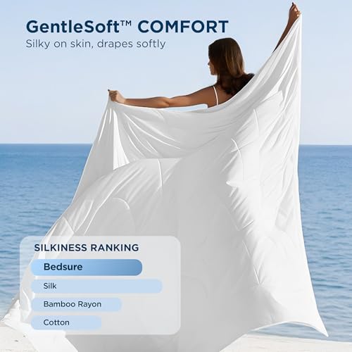Bedsure Cooling Comforter Queen Size - GentleSoft Moisture Wicking Cooling Blanket for Hot Sleepers, Breathable Lightweight Duvet Insert, Dual-Sided Summer Blanket, White, 88x88 Inches Bedsure