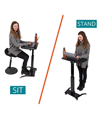Stand Up Desk Store Pneumatic Adjustable Height Tilting Laptop Lectern Speakers Podium (Black, 25.5" Wide) S Stand Up Desk Store