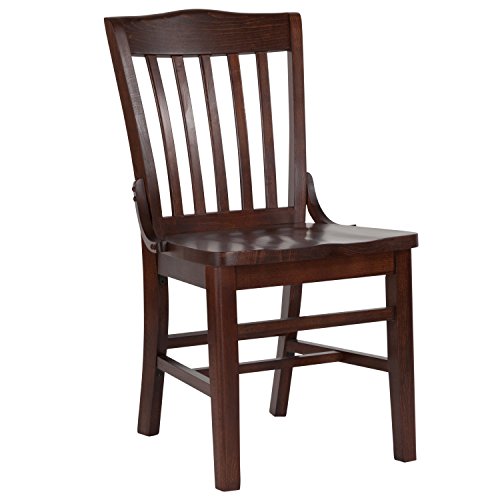 Flash Furniture Hercules Series School House Back Mahogany Wood Dining Chair, Traditional Elegant Wood Restaurant Chair with 800 lb. Weight Capacity, Walnut Flash Furniture