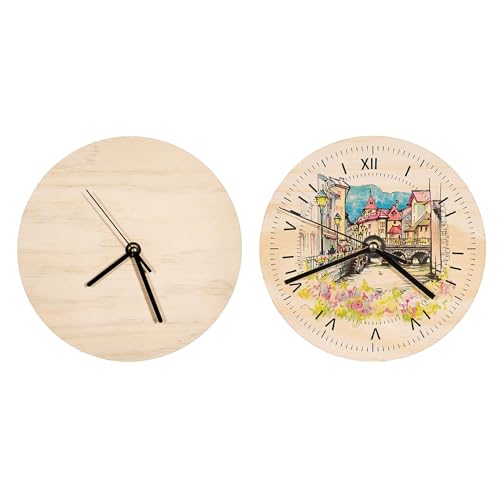 FOKOCALI 20 Pack Wooden Wall Clock 7.9 inch Sublimation Round Wall Clock Blanks Wood Clocks for Living Room DIY Sublimation Heat Press Printing FOKOCALI