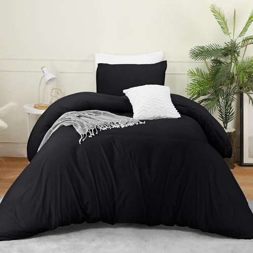 Utopia Bedding Duvet Cover Set with Pillowcases- 2 Pieces Bedding Duvet Cover with Zipper Closure - 1 Duvet Cover with 1 Pillow Sham - Soft Brushed Microfiber (Twin/Twin XL, Black) Utopia Bedding